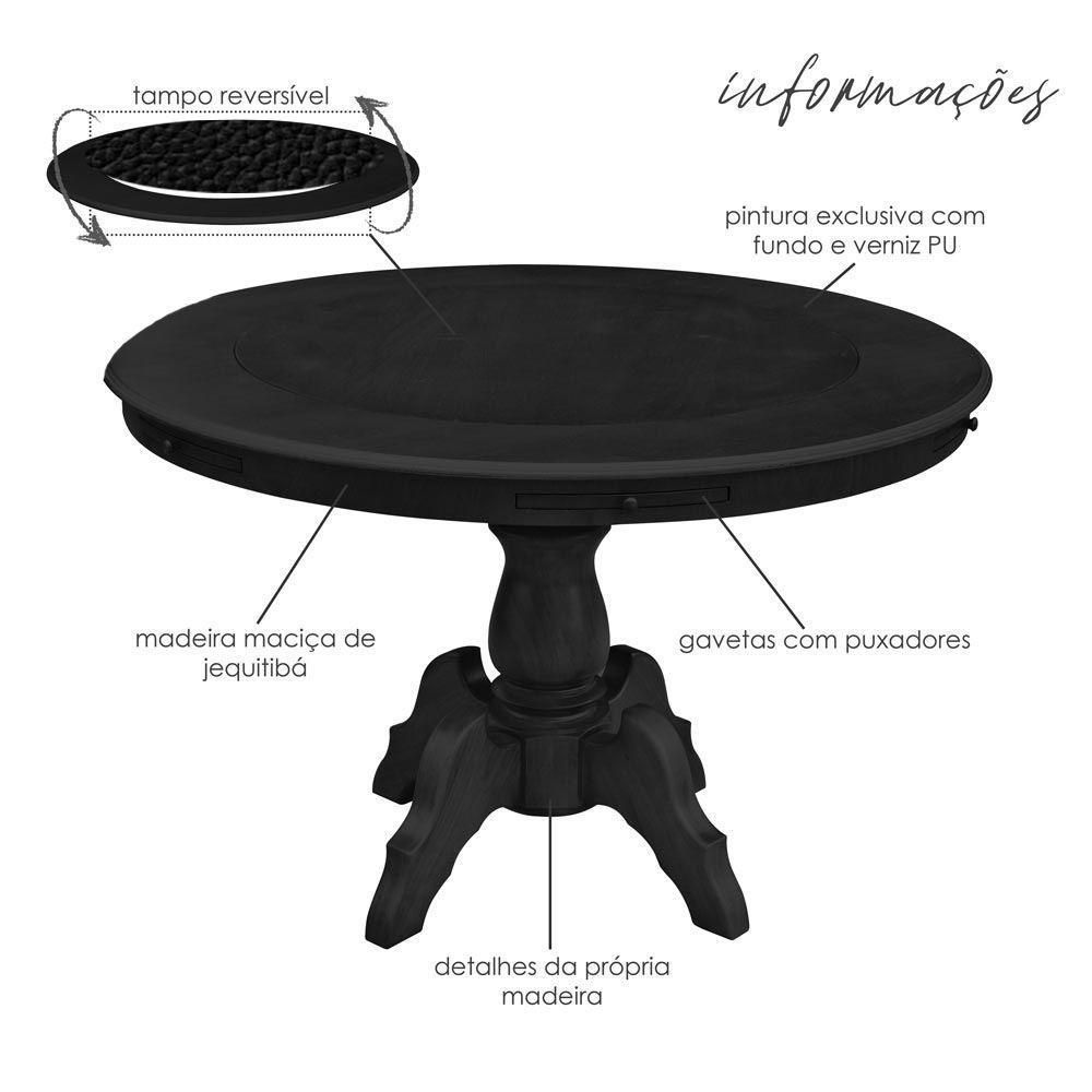 Mesa de Jogos Carteado Redonda com 4 Cadeiras - 3