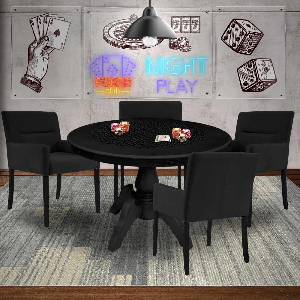 Mesa de Jogos Carteado Redonda com 4 Cadeiras - 8