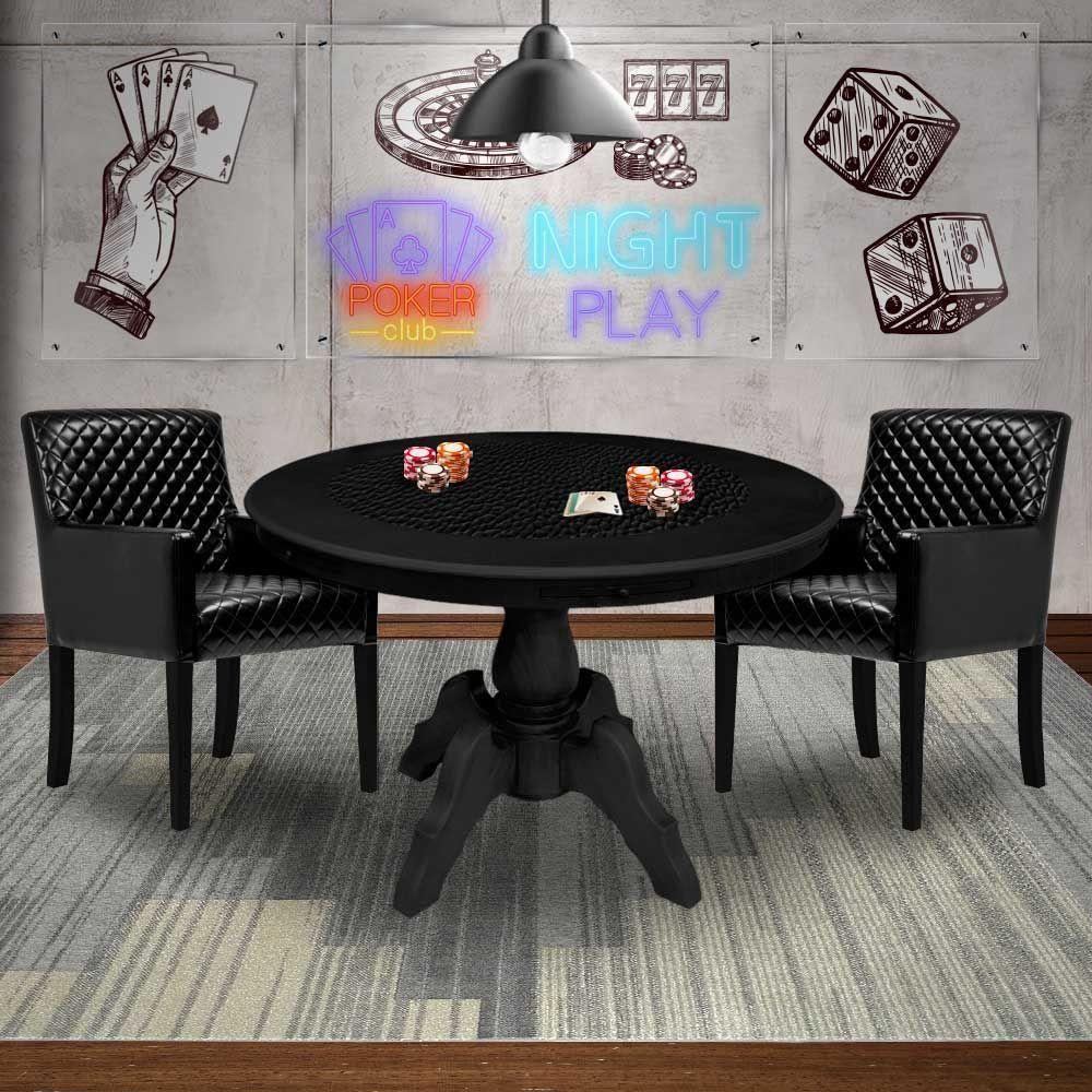 Mesa de Jogos Carteado Redonda com 2 Cadeiras - 9