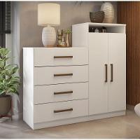 Comoda 2 Portas 4 Gavetas Nora Branco - 1