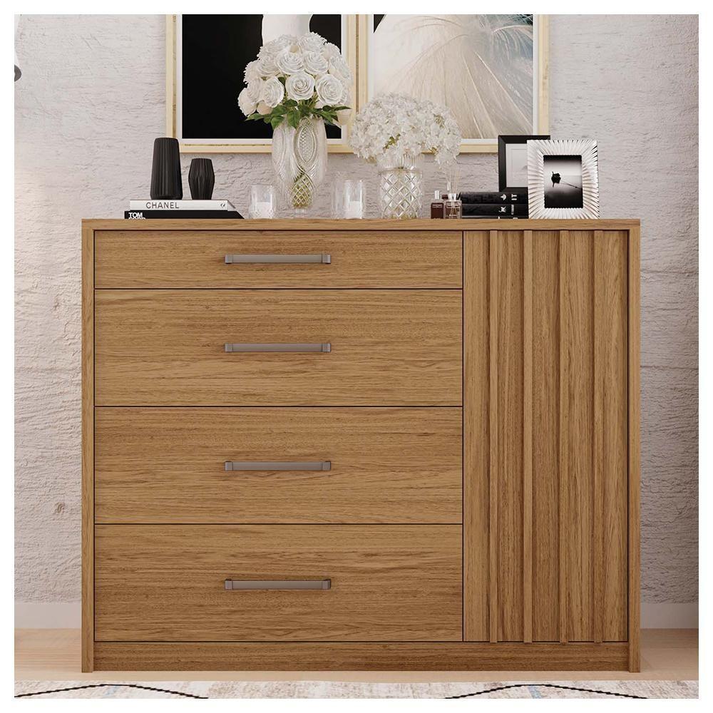 Cômoda Sapateira 1 Porta 4 Gavetas Marrom Palacius Caemmun - 5