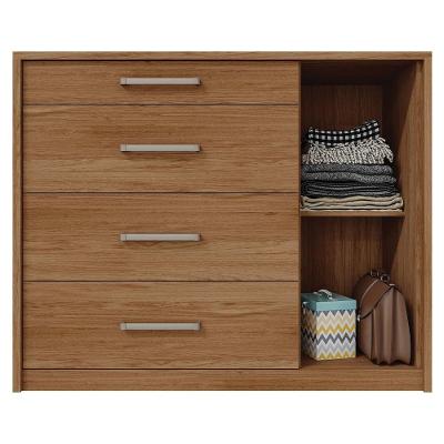 Cômoda Sapateira Palacius 4 Gavetas MDP com Puxador Moderno Marrom Fosco