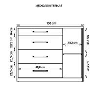 Cômoda Sapateira 1 Porta 4 Gavetas Marrom Palacius Caemmun - 2