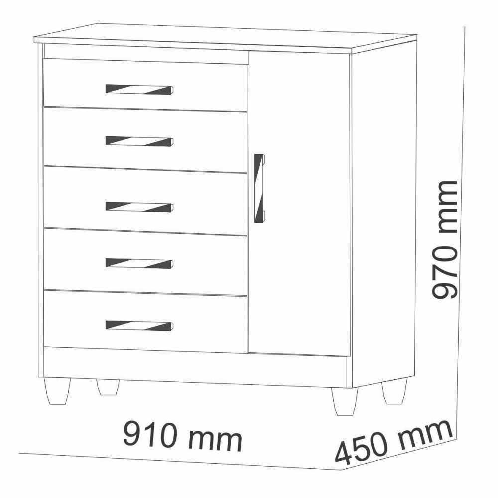 Cômoda Sapateira 5 Gavetas 1 Porta Imbuia Rustico Champanhe - 2