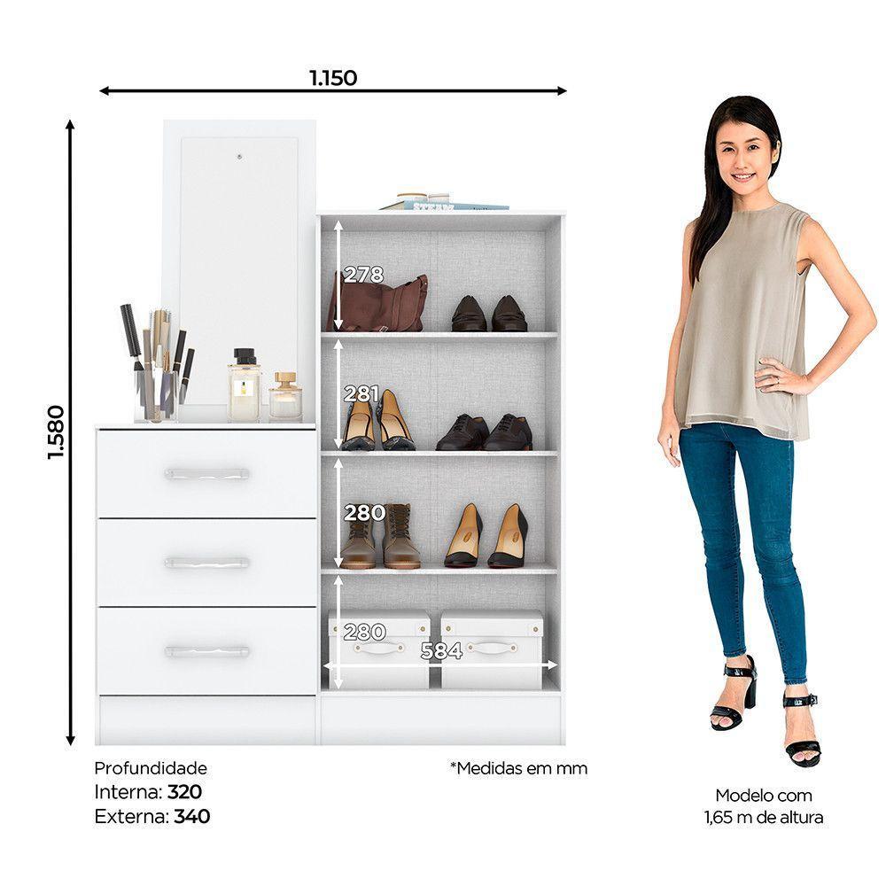 Cômoda Multiuso Chris 2 Portas 3 Gavetas Casa 812 Branco - 4