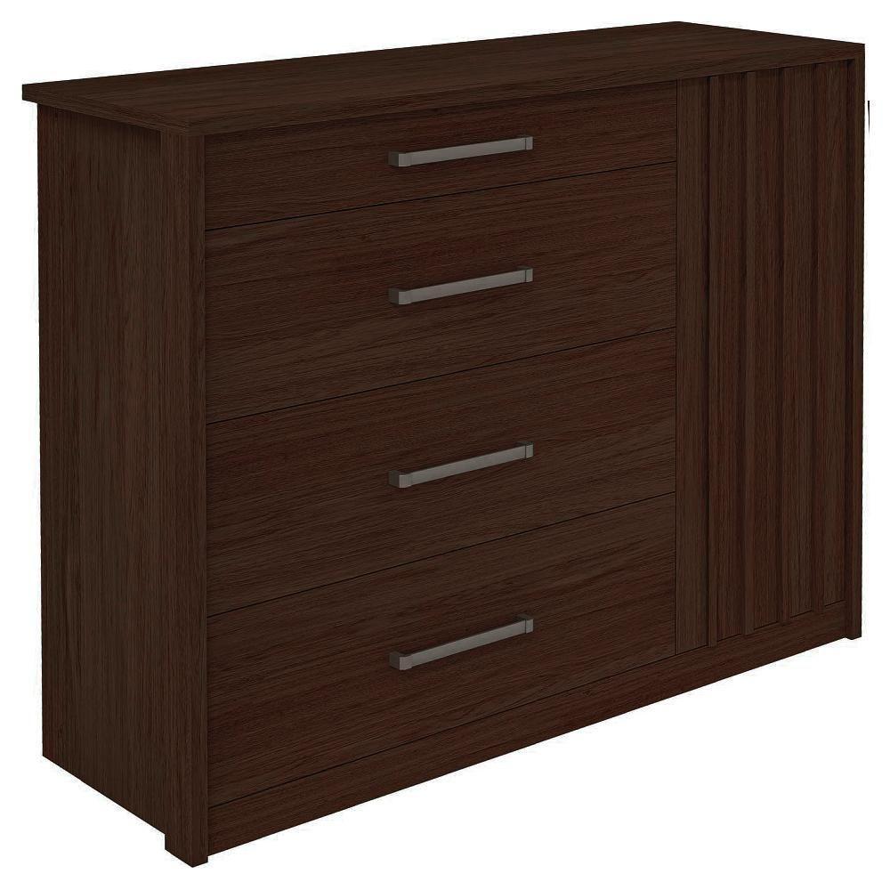 Cômoda Sapateira 1 Porta 4 Gavetas Marrom Palacius Caemmun - 8