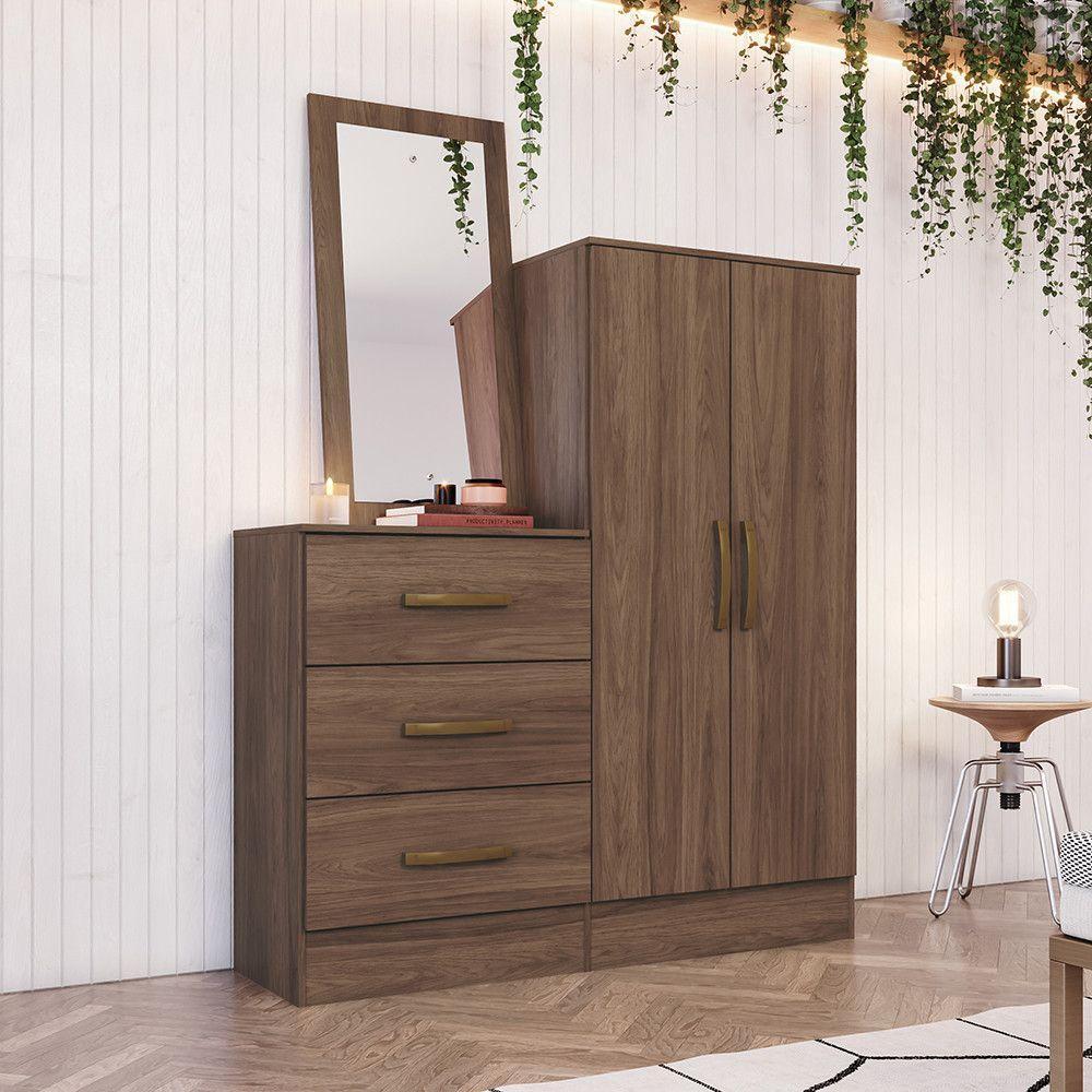 Cômoda Multiuso Chris 2 Portas 3 Gavetas Casa 812 Castanho Hp - 1