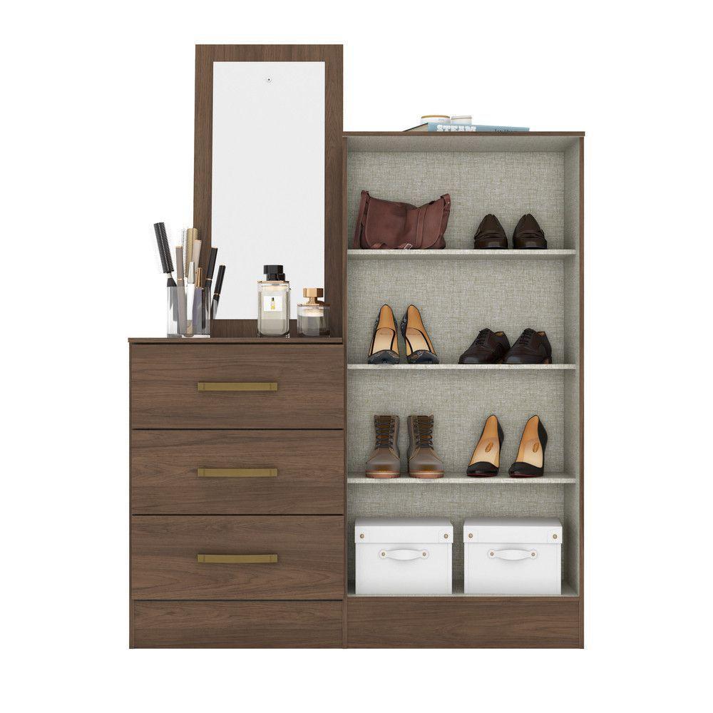 Cômoda Multiuso Chris 2 Portas 3 Gavetas Casa 812 Castanho Hp - 3