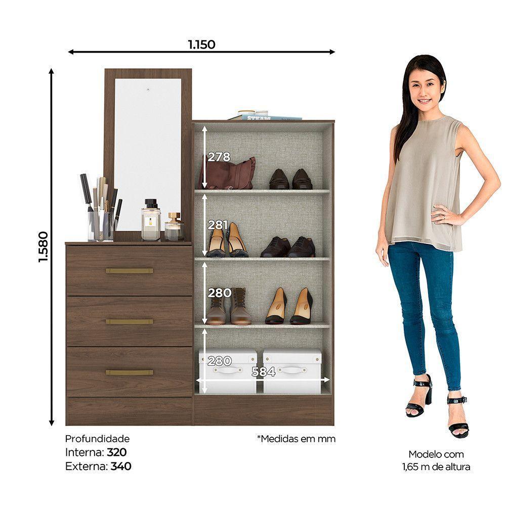 Cômoda Multiuso Chris 2 Portas 3 Gavetas Casa 812 Castanho Hp - 4