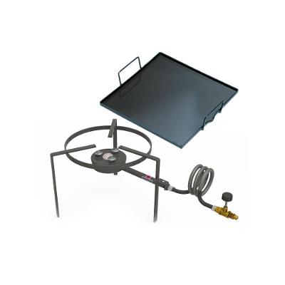 Kit Camping 1 - Fogareiro Fogão Redondo F1b3 30cm Simples + Chapa Bifeteira 32cm Progás