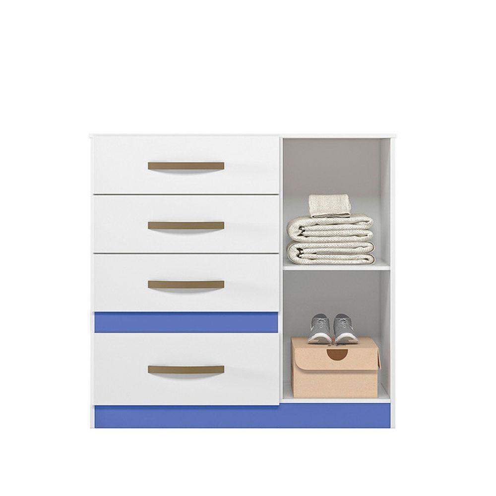 Cômoda 4 Gavetas E 1 Porta Vênus Branco Rosa Azul Lilás - 5
