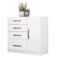 Cômoda 4 Gavetas E 1 Porta Vênus Branco Rosa Azul Lilás - 1
