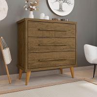 Cômoda Retrô Para Quarto 3 Gavetas Belvedere - Canela - Cor: Marrom - 1