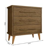 Cômoda Retrô Para Quarto 3 Gavetas Belvedere - Canela - Cor: Marrom - 2