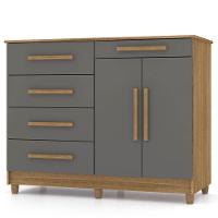 Cômoda Para Quarto Com Sapateira 2 Portas 4 Gavetas Lírio V02 Nature/alasca - Mpozenato - 1