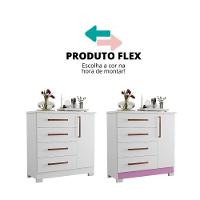 Cômoda 1 Porta E 4 Gavetas Nt5185 Branco/rosa Flex Notável Móveis Branco/rosa - 1