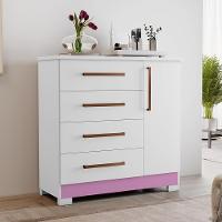 Cômoda 1 Porta E 4 Gavetas Nt5185 Branco/rosa Flex Notável Móveis Branco/rosa - 6