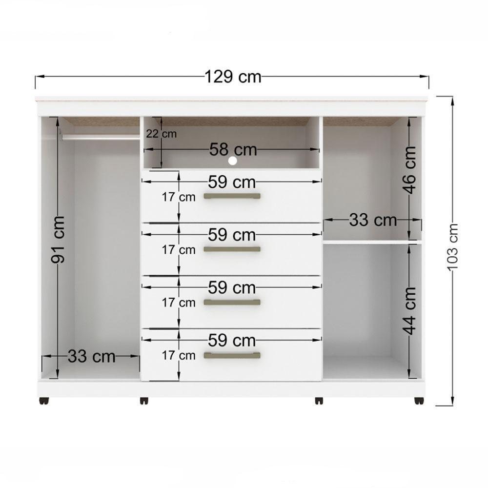 Cômoda De Madeira 4 Gavetas Santos Andirá Branco Branco - 3