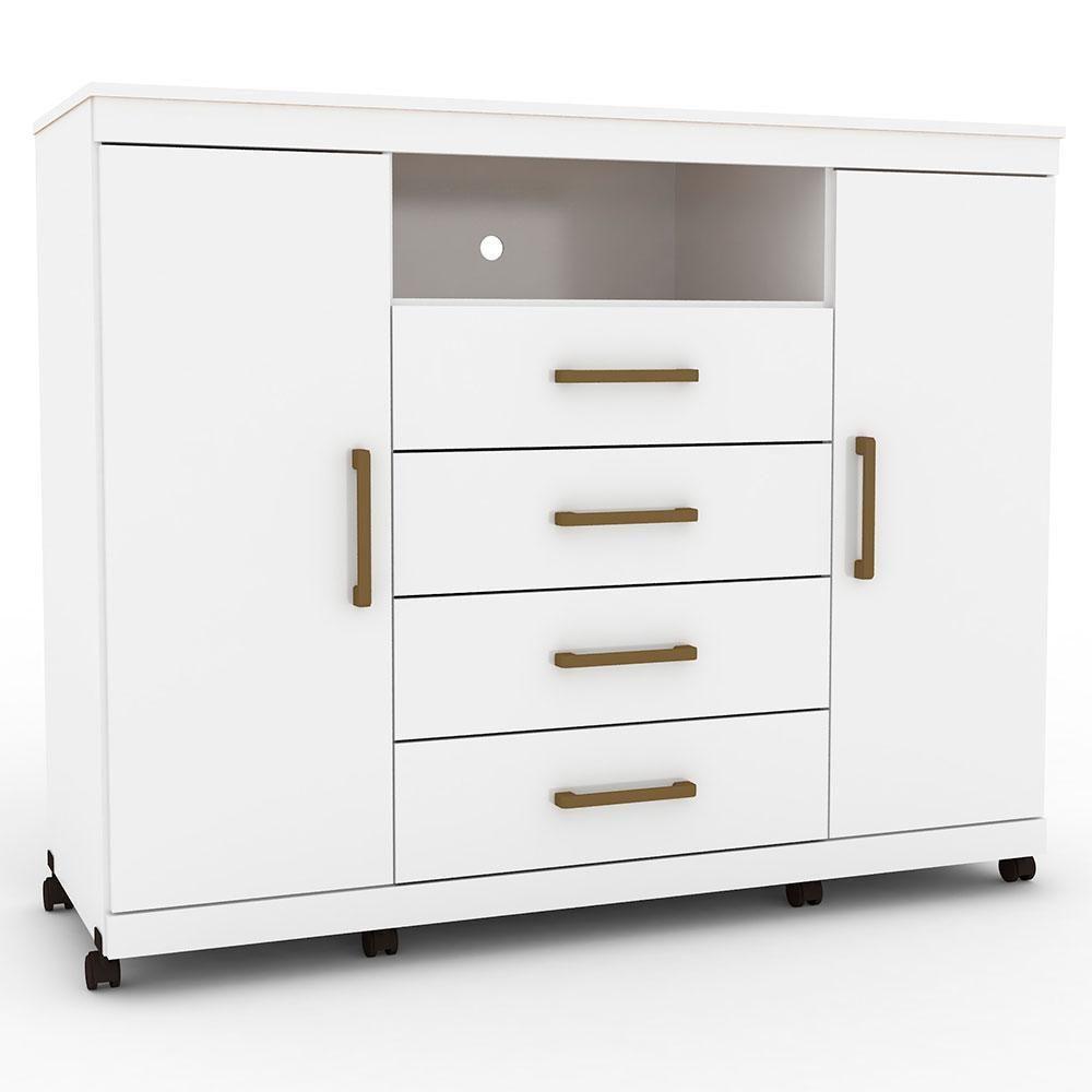 Cômoda De Madeira 4 Gavetas Santos Andirá Branco Branco - 8