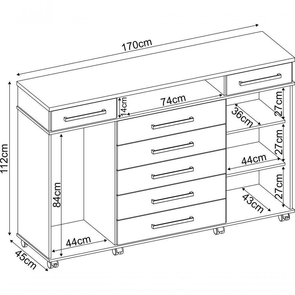Cômoda 7 Gavetas 2 Portas London Amendola Touch Demóbile Amendola Touch - 4