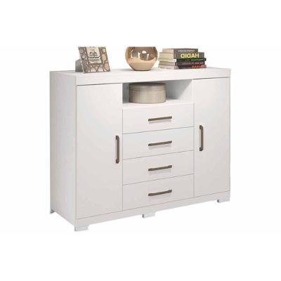 Cômoda Master 4 Gavetas MDF Puxador Plástico Branco para Quarto com Portas