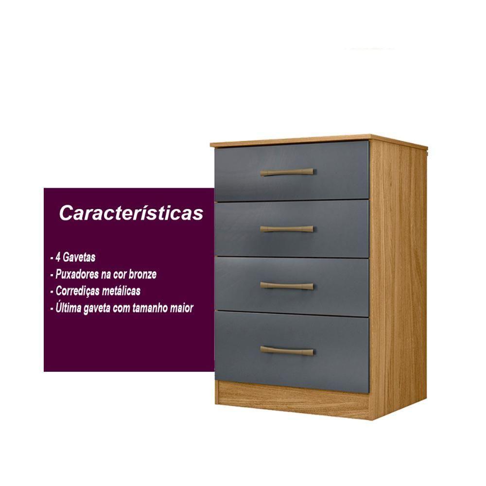 Cômoda Com 4 Gavetas Ms913 - Freijó / Cinza Freijó / Cinza - 2