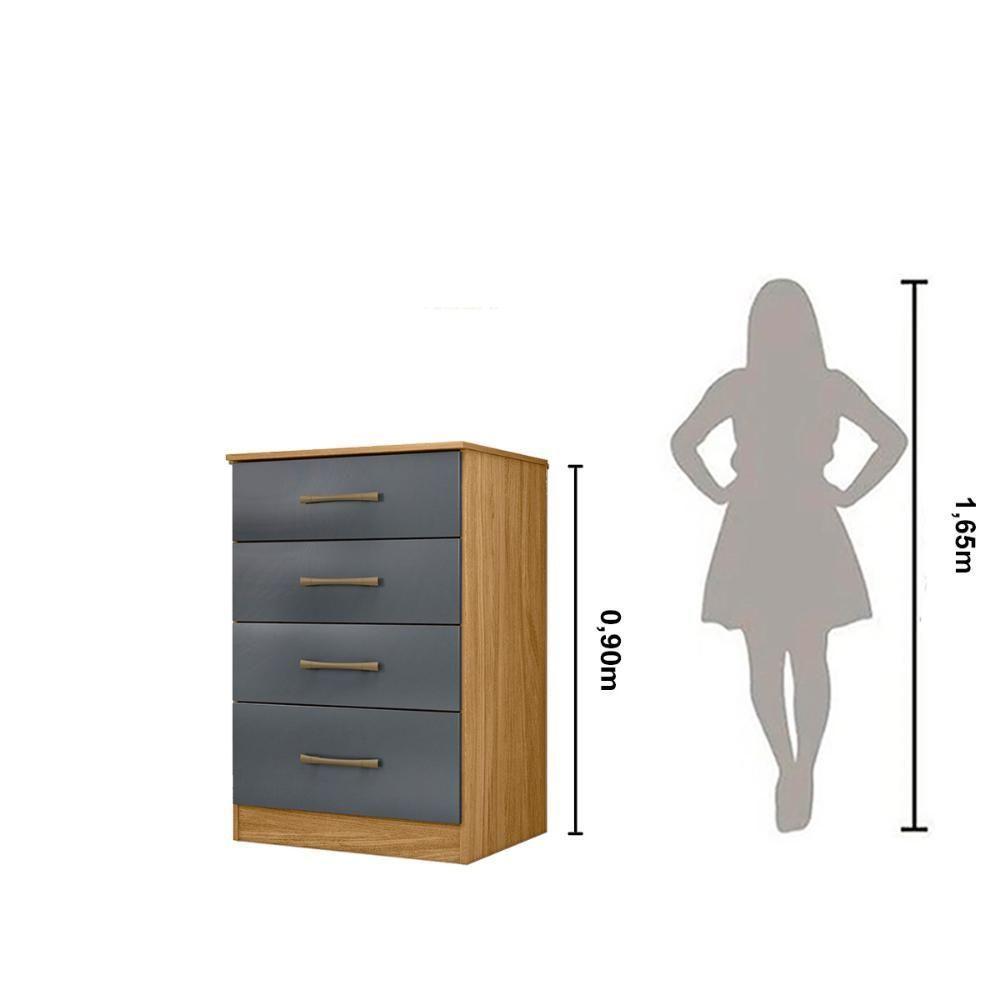 Cômoda Com 4 Gavetas Ms913 - Freijó / Cinza Freijó / Cinza - 4