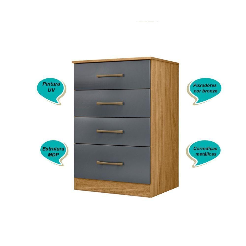 Cômoda Com 4 Gavetas Ms913 - Freijó / Cinza Freijó / Cinza - 6