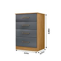 Cômoda Com 4 Gavetas Ms913 - Freijó / Cinza Freijó / Cinza - 3