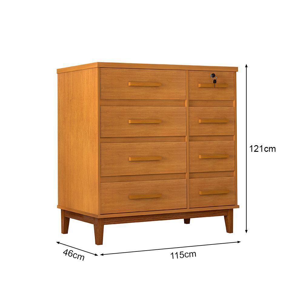 Cômoda Para Quarto 8 Gavetas Detroit Nature - Cor: Marrom - 2