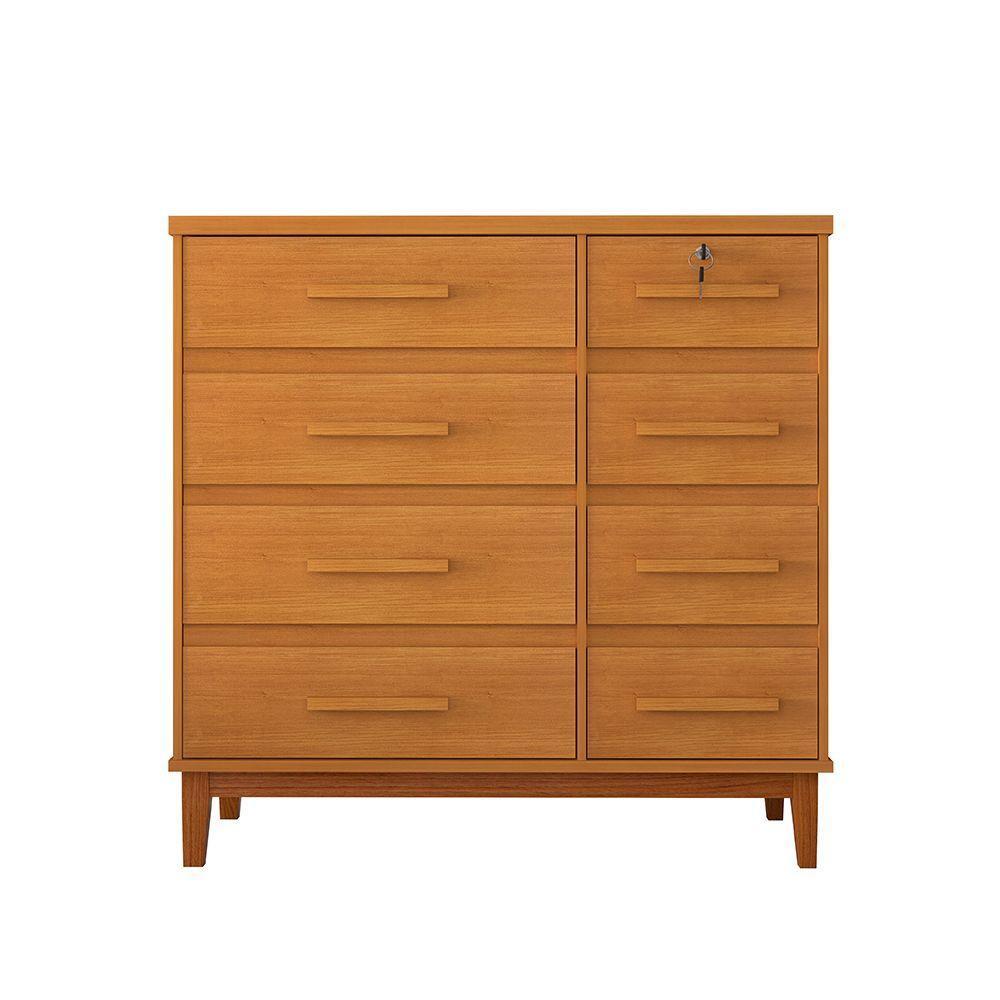 Cômoda Para Quarto 8 Gavetas Detroit Nature - Cor: Marrom - 3