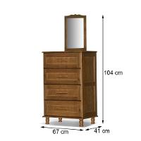 Cômoda Chicago Retrô Madeira Maciça 4 Gavetas 110 Atr - Castanho - Cor: Marrom - 2