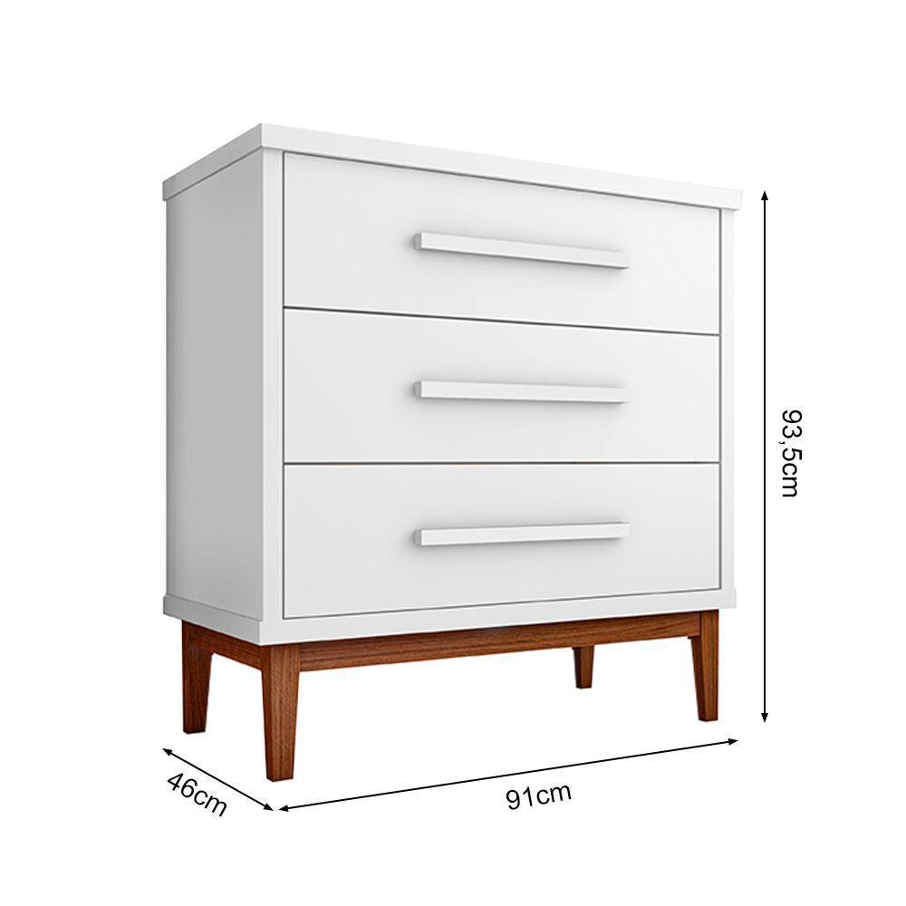 Cômoda Para Quarto 3 Gavetas Charlotte Branco - Cor: Branco - 2