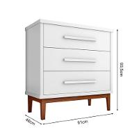 Cômoda Para Quarto 3 Gavetas Charlotte Branco - Cor: Branco - 2