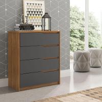 Cômoda 4 Gavetas átria Amêndola Touch Grafito D4010 Demartêz - 2