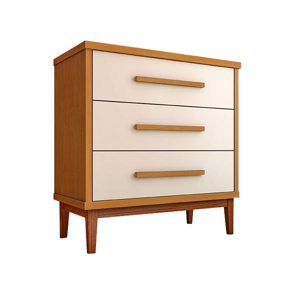 Cômoda Para Quarto 3 Gavetas Charlotte Nature / Off White - Cor: Bege - 4