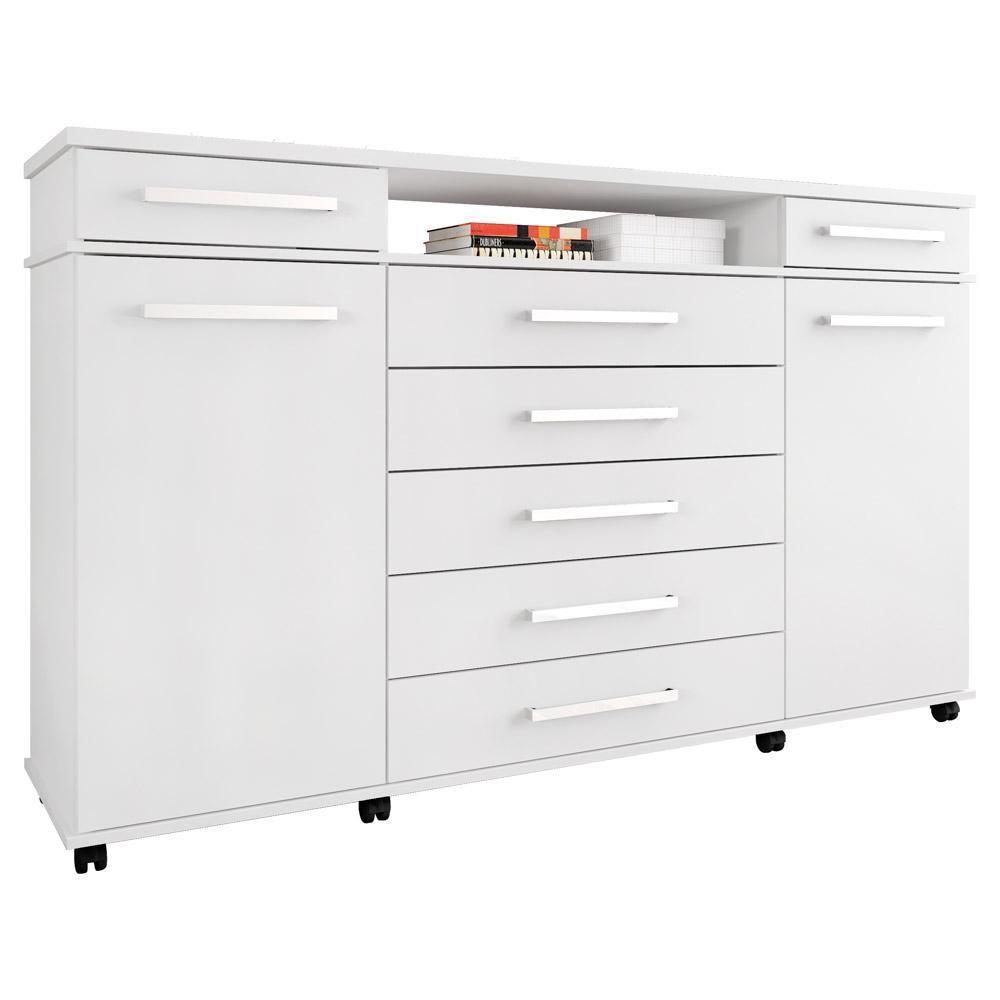 Cômoda Para Quarto 2 Portas 7 Gavetas London D02 Branco - 1