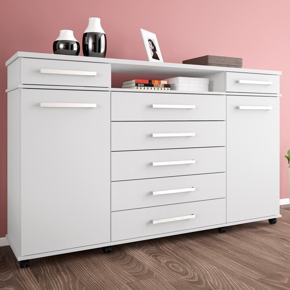 Cômoda Para Quarto 2 Portas 7 Gavetas London D02 Branco - 6