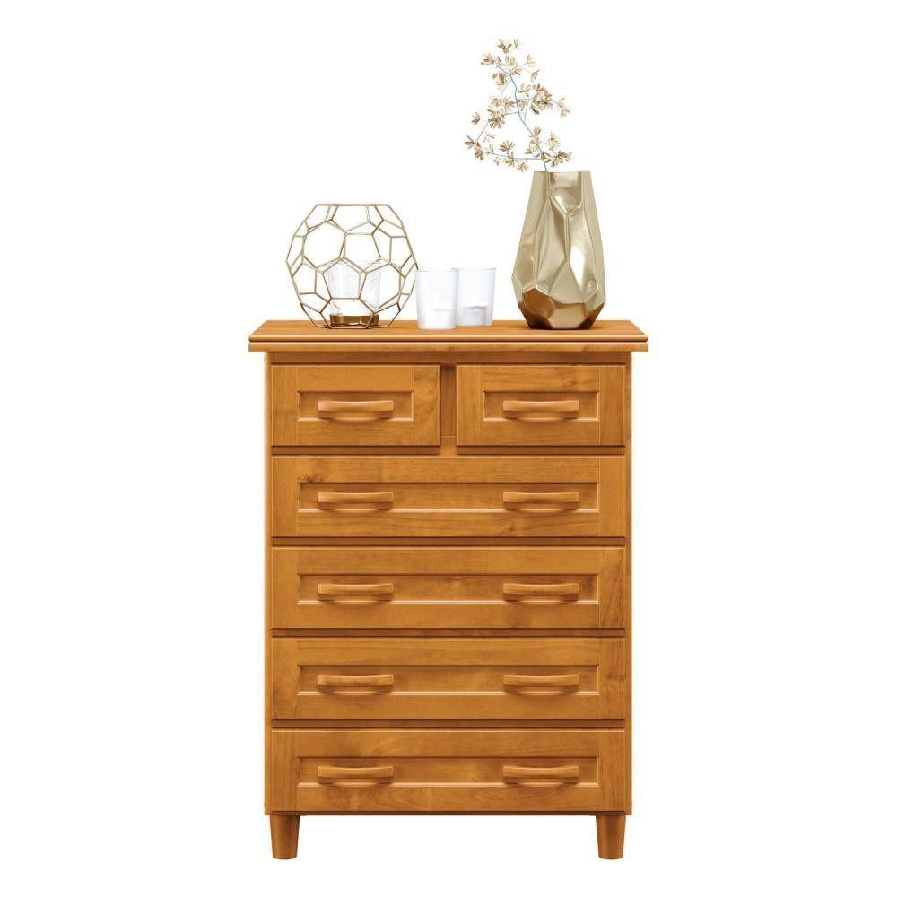 Cômoda Para Quarto 6 Gavetas Em Madeira Mel - Cavazotto - 1
