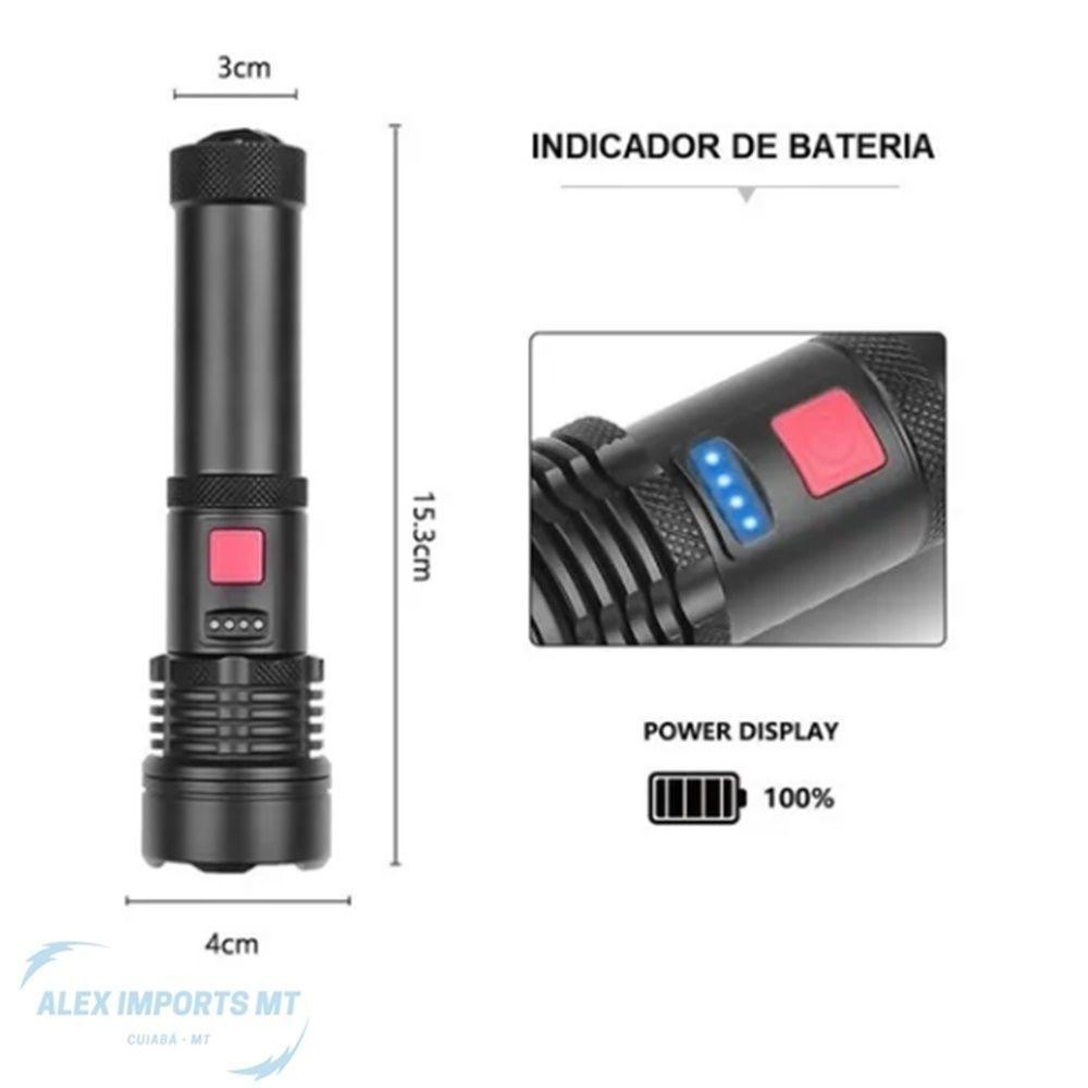 Lanterna Led Xml T9 Recarregável Usb Muito Forte. - 2