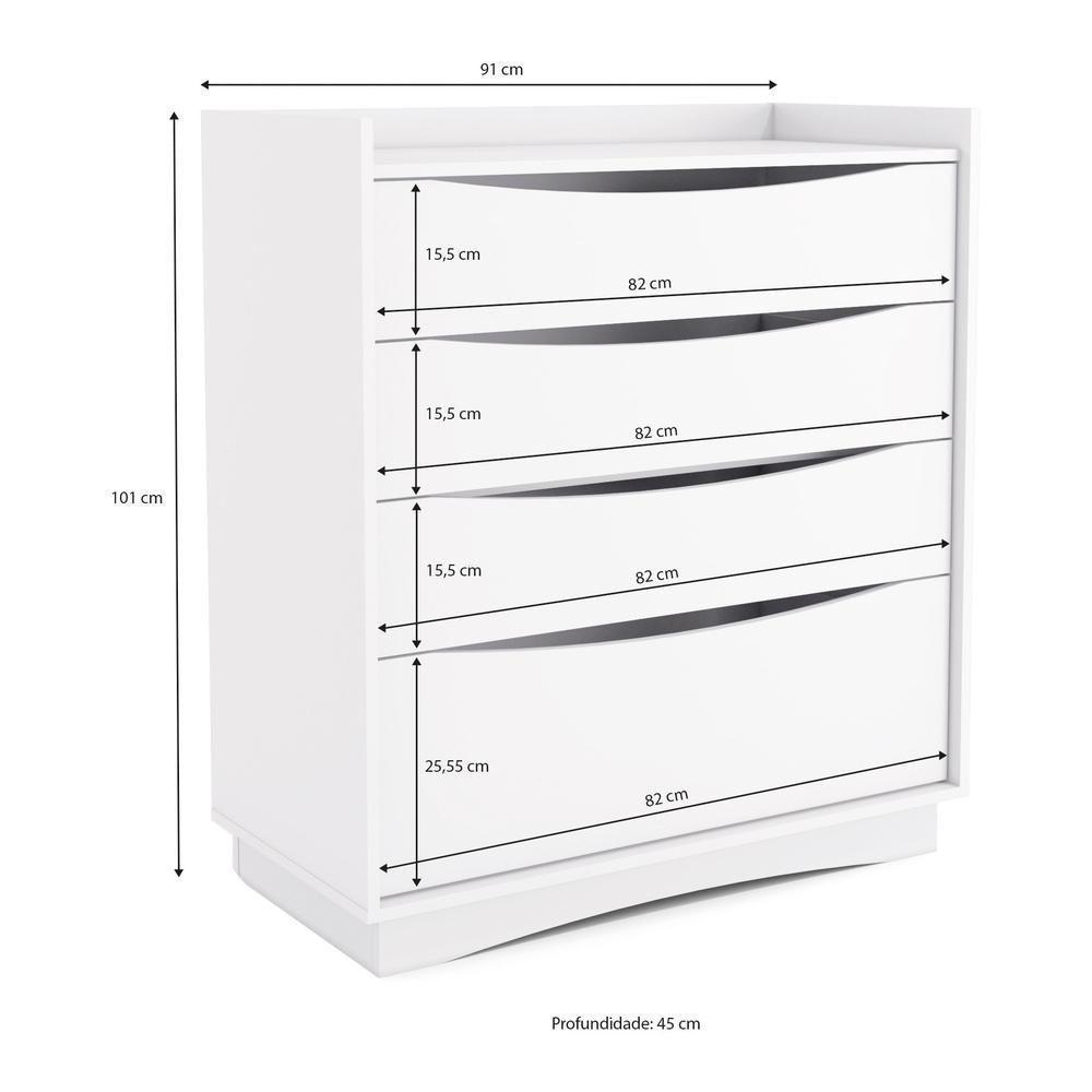Cômoda Com 4 Gavetas Multimóveis Cr35152 Branco Branco - 4