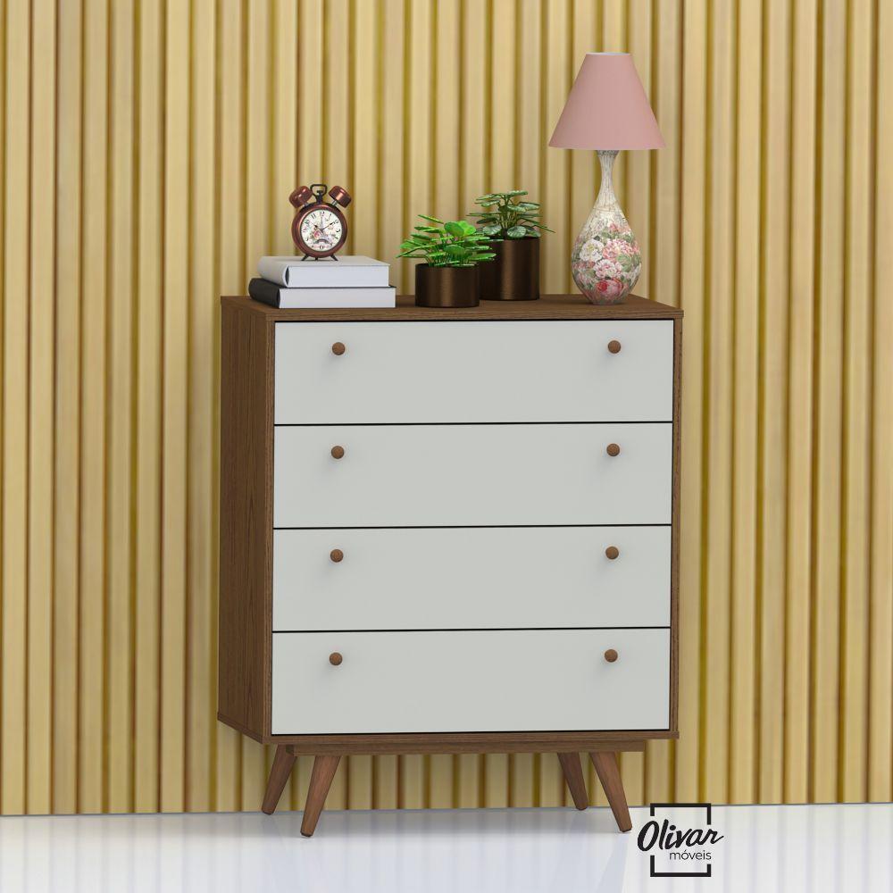 Cômoda Retrô 35 Conhaque / Off White - Olivar Móveis - Cor: Marrom - 1