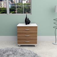 Gaveteiro Office 3 Gavetas Rodízios Appunto Branco Castanho