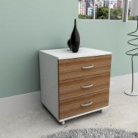 Gaveteiro Office 3 Gavetas Rodízios Appunto Branco Castanho - 8