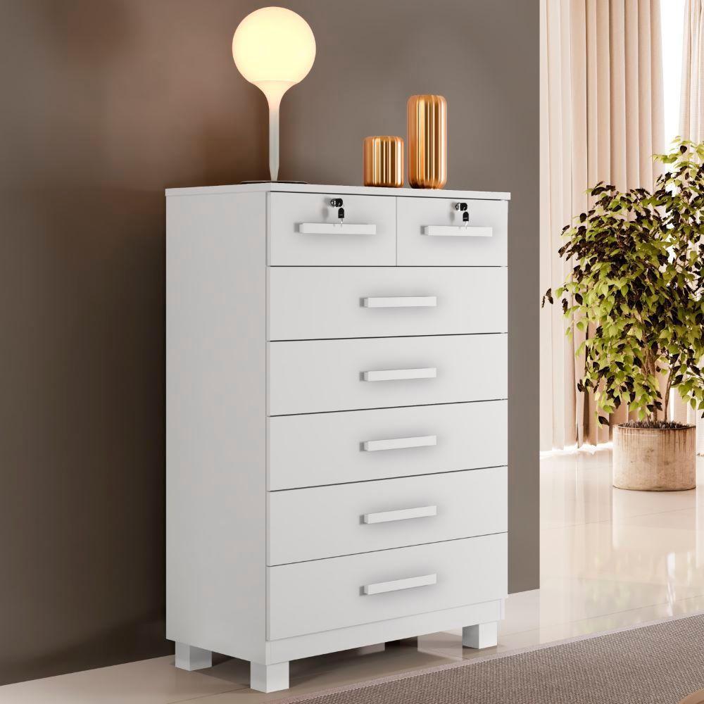 Cômoda New Barcelona 7 Gavetas Benetil Cor:branco - 1