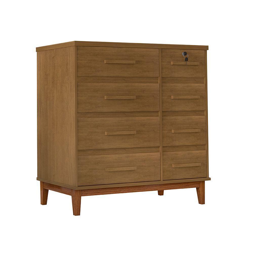 Cômoda Para Quarto 8 Gavetas Detroit Amêndoa - Cor: Marrom - 3