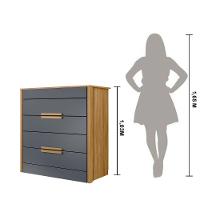 Cômoda Com 4 Gavetas Dhara - Freijo / Cinza Freijo / Cinza - 3