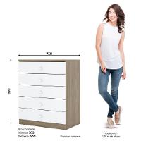 Cômoda Infantil Bala De Menta 05 Gavetas Rústico Com Branco - 3