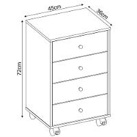 Mesa De Cabeceira 4 Gavetas Presence D02 Branco - Mpozenato - 2