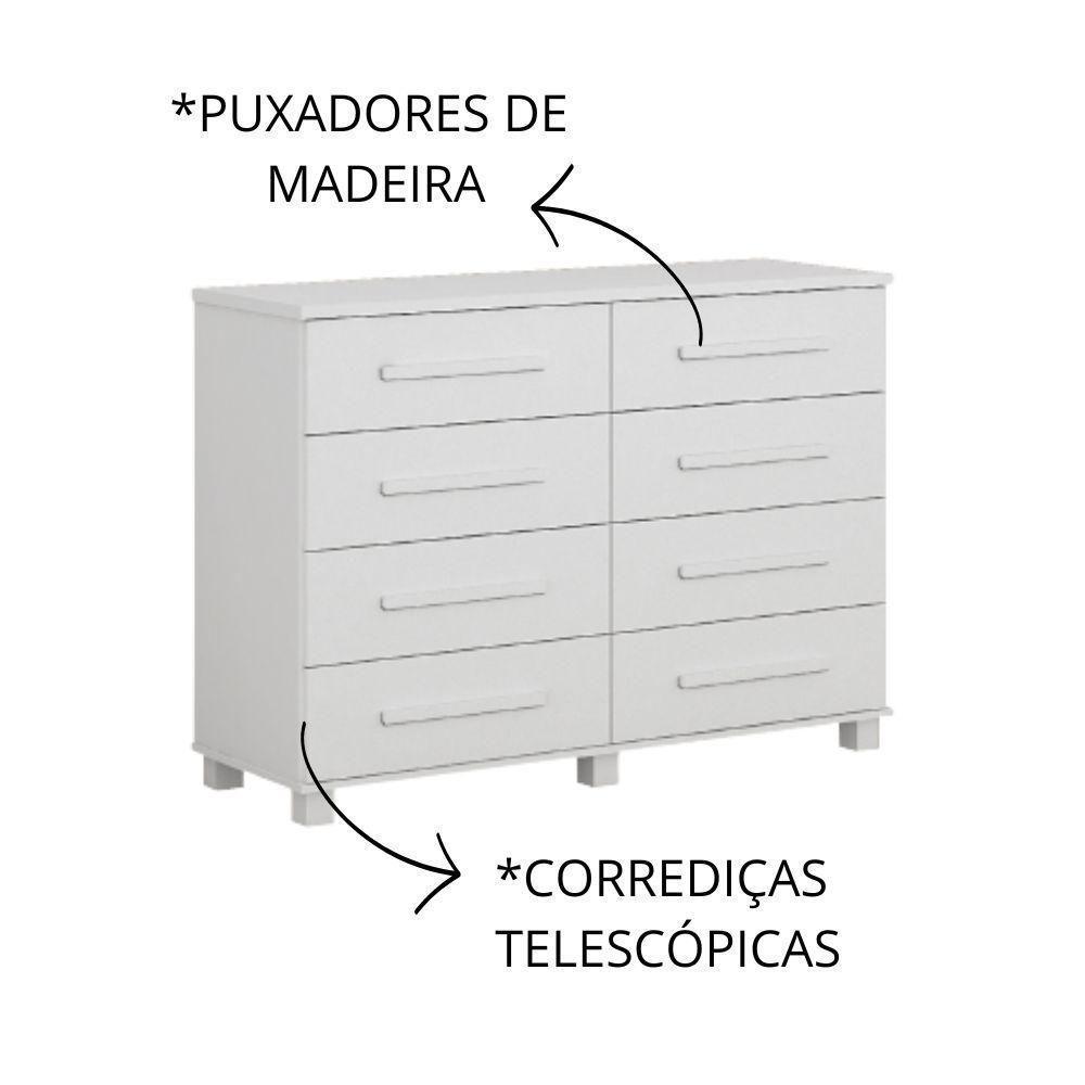 Cômoda San Marino 8 Gavetas Leifer Branco - 3